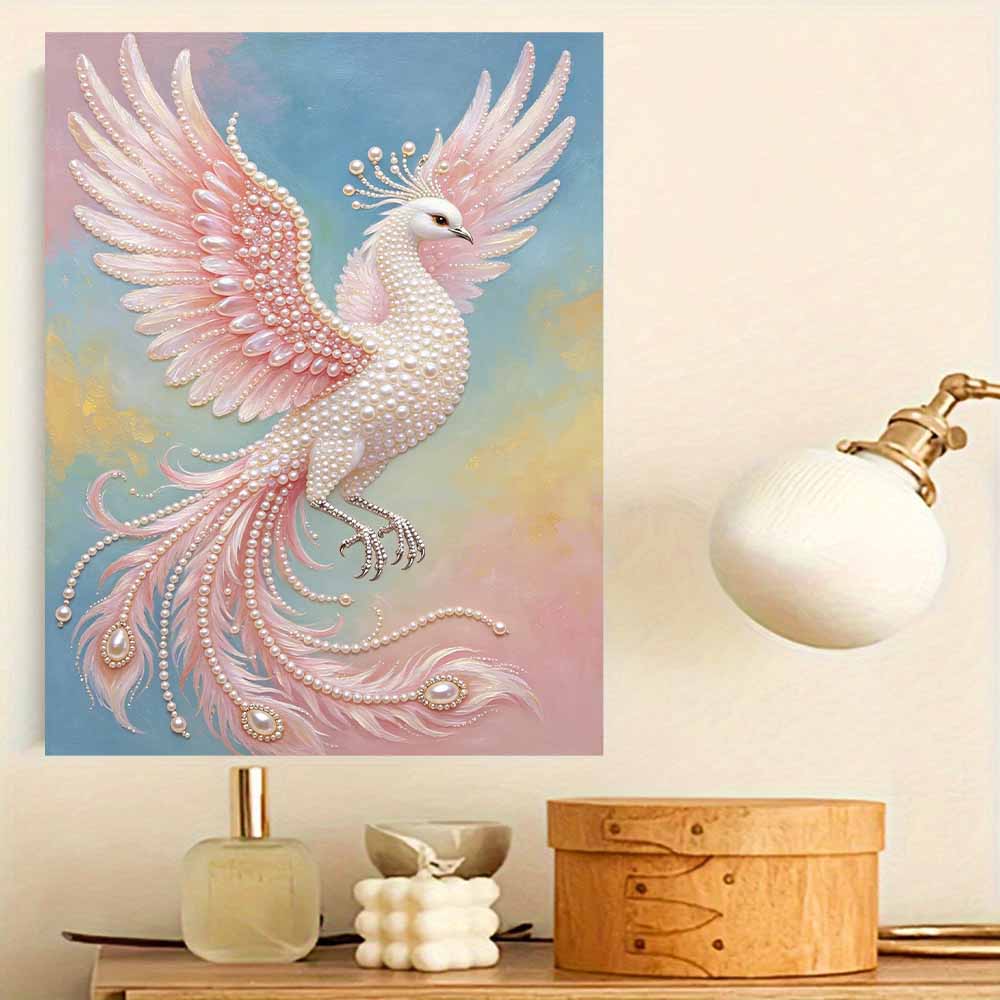 Shiny Pearl Elegant Phoenix DIY Painting Creative Bead Art Craft Household Wall Decoration Nice Present For Art Hobbyists Home Ornament Decor