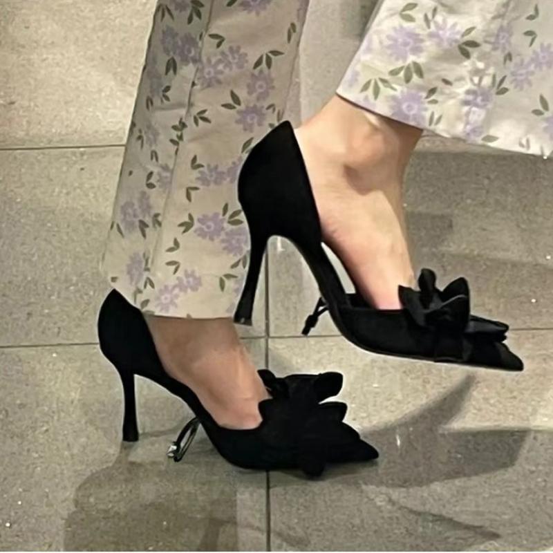 

Модные женские туфли на высоком каблуке с цветочным декором, сексуальные сандалии, лето 2025, дизайнерские новинки, туфли-лодочки для вечеринки, свадебные шпильки, для ходьбы, zapatos 34 чёрный