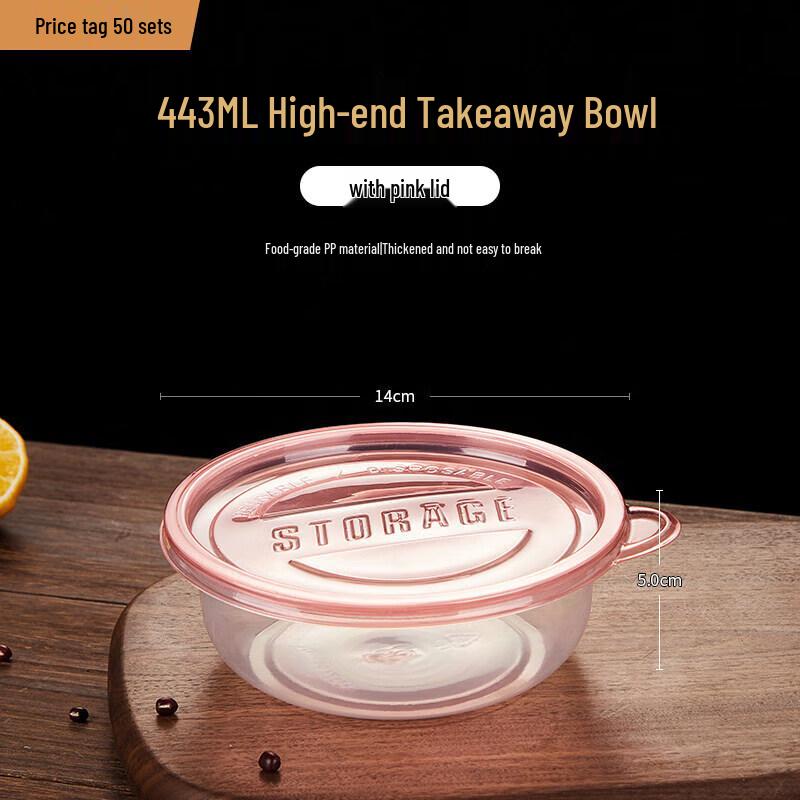 

50-Pack Disposable Round Plastic Food Containers with Lids