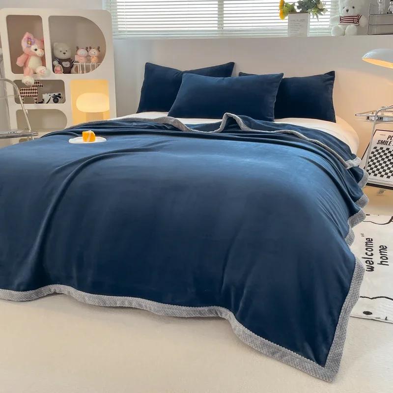 2025 Milk Fleece Blanket Three-piece Fleece Blanket Winter Warm Thickened Air Conditioning Multifunctional Fleece Blanket