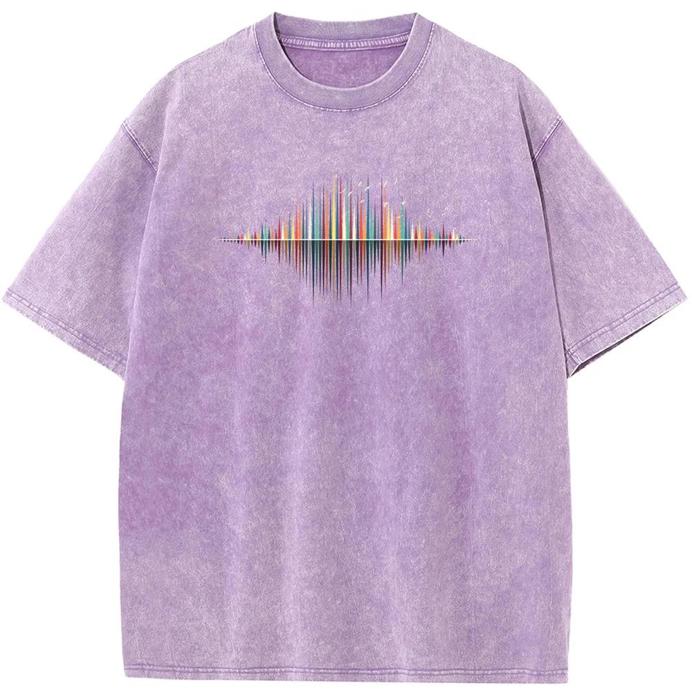 Classic Sound short-sleeve Men's and women's high-quality water-wash distressed old-fashioned retro casual graphic t shirts