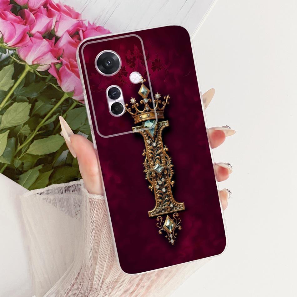 For OPPO Reno11 F 11 Pro 5G Royal Crown Initial Letter Couple Phone Case For Oppo Reno11 11F 11Pro Soft Silicone TPU Bumpers