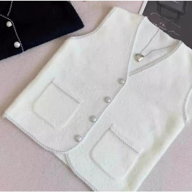 

Осенне-зимний жилет без рукавов свободного кроя на одной пуговице в стиле «маленький аромат» женские жилеты One size белый