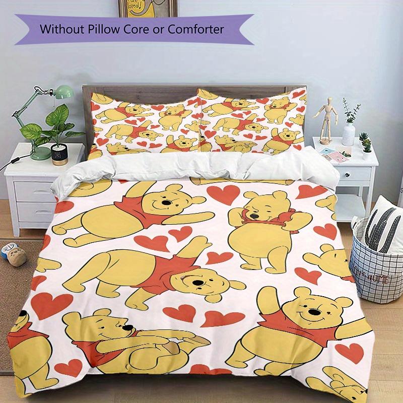 3-teiliges Set Pooh Herzen1 Stück Bettbezug+2 Stück Kissenbezug, ohne Füllung, bedruckte Bettwäsche, Ganzjahres-Schlafzimmer-Ausstattung028