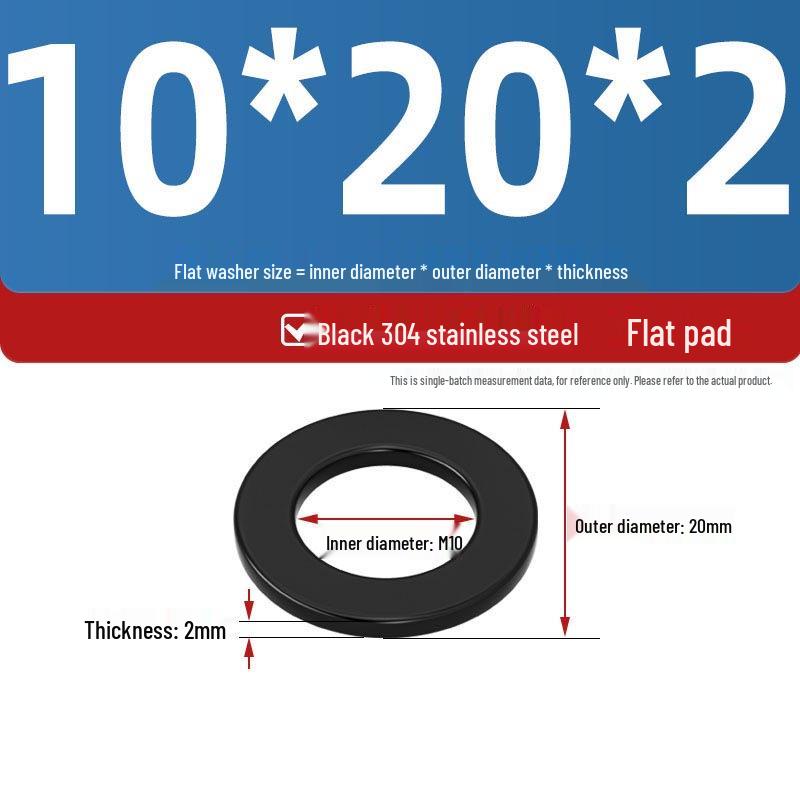 Ultra-Thin Black Zinc-Plated Stainless Steel Flat Washer (M2-M20)