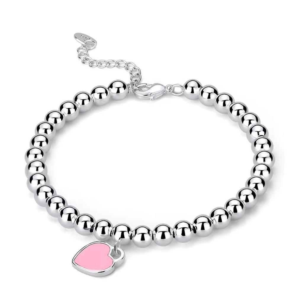 Romantic and Fashionable Round Beads Peach Heart Bracelet