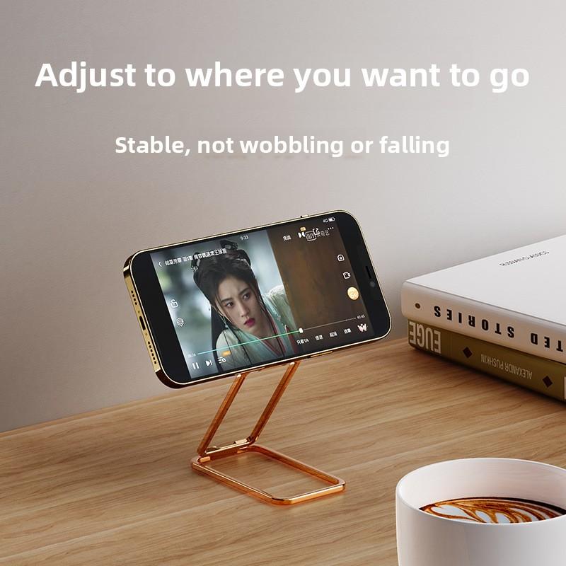Phone stand with ring holder, lazy desktop folding metal creative handheld