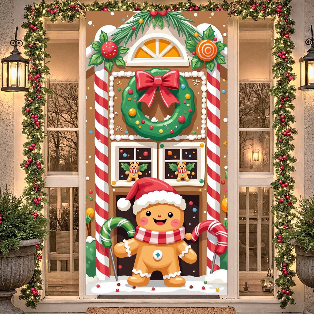 Decorazioni Natalizie Ghirlanda Natalizia Decorazione Ghirlanda Stendardo Festivo Tema Pan di Zenzero Babbo Natale Per Evento di Riunione Festiva