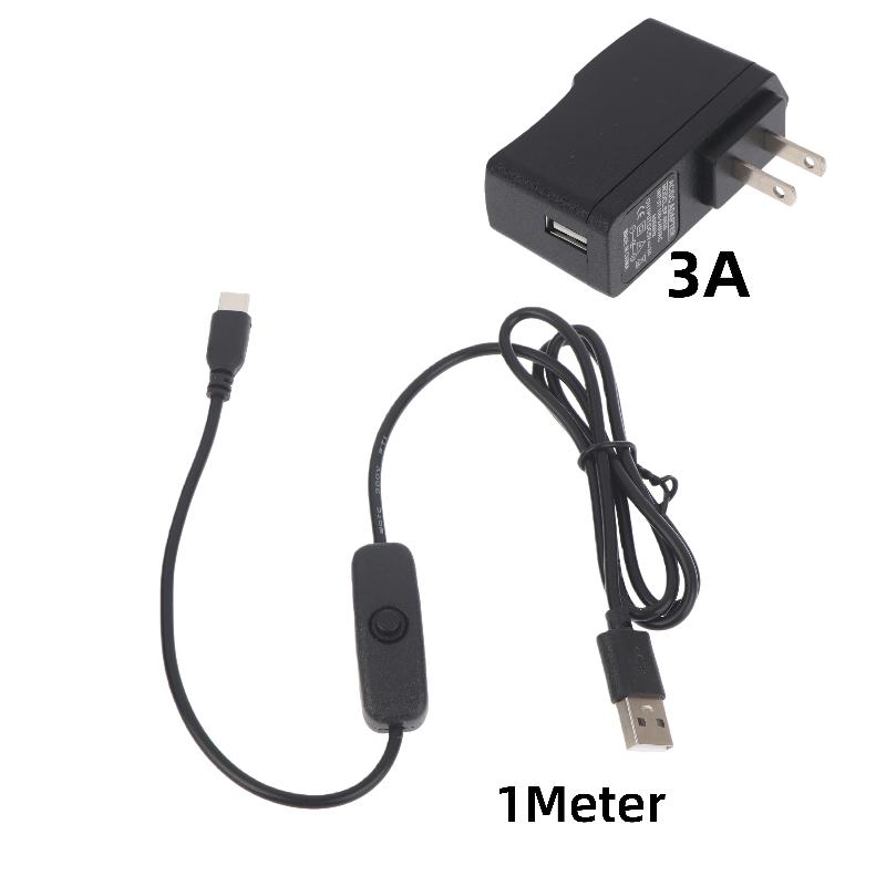 1/2/3 Pcs USB C Extension Cable For Raspberry Pi 3 4 Power Switch USB Male To Type C Male Adapter With On/Off Phone Laptop Parts