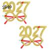 Lightweight Decorative Frames 2 Pcs 2027 New Year Eyeglasses, Plastic Glitter Number Glass Frame, Christmas Party Accessories Shiny Unisex Headband