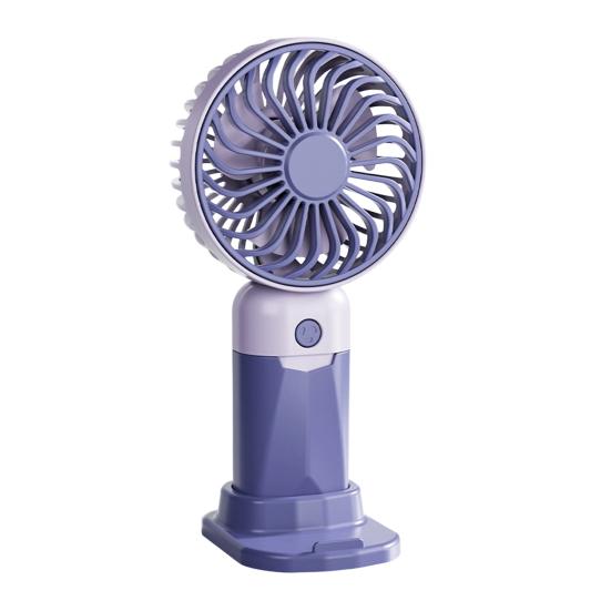 3-Speed Handheld Fan with Phone Holder Quiet USB Rechargeable Mini Personal Desk Fan Portable Travel Outdoor Summer Cooling Fan фиолетовый