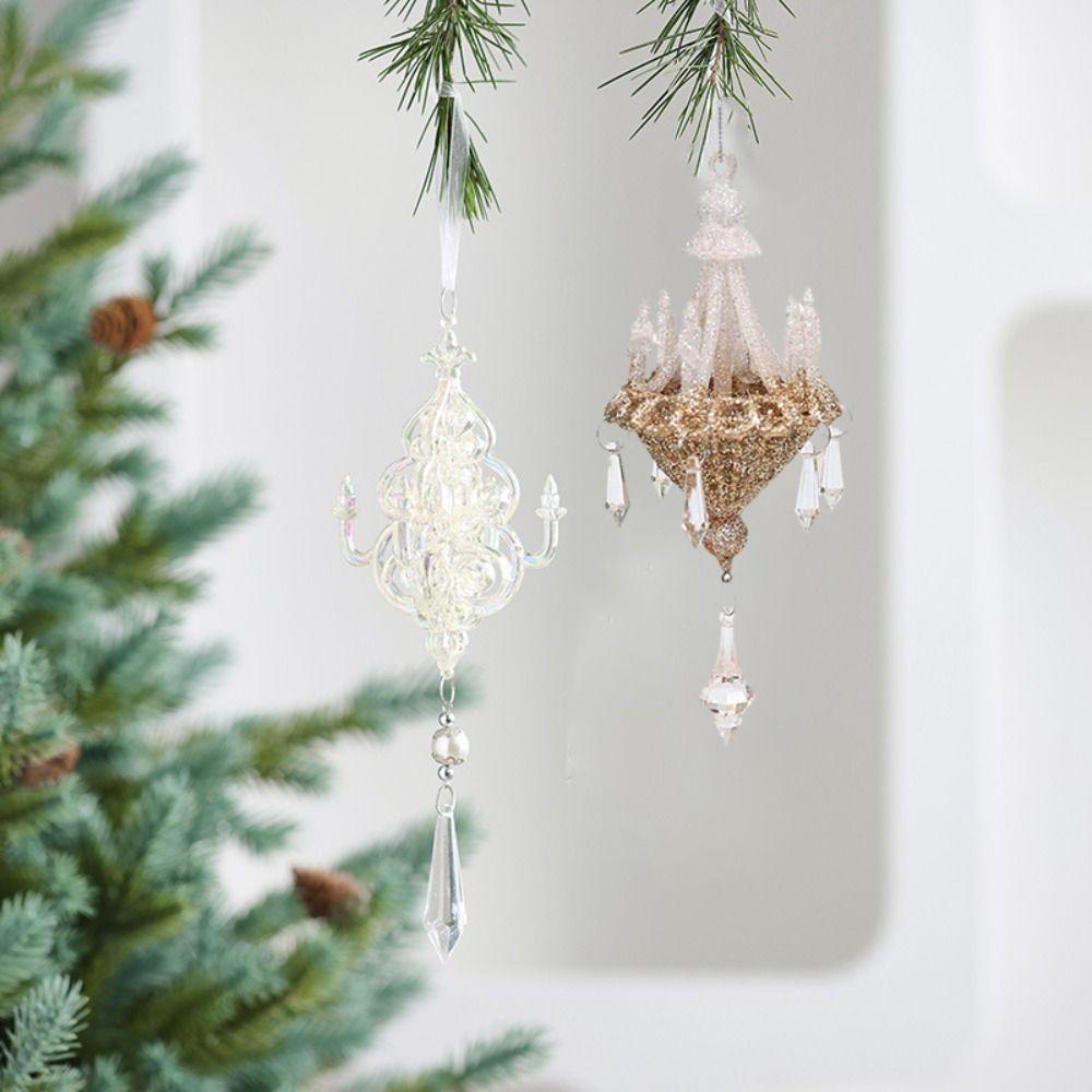 Acrylic Christmas Crystal Chandelier Pendant Glitter Decorative Xmas Tree Hanging Decorations Realistic Christmas Tree Ornaments