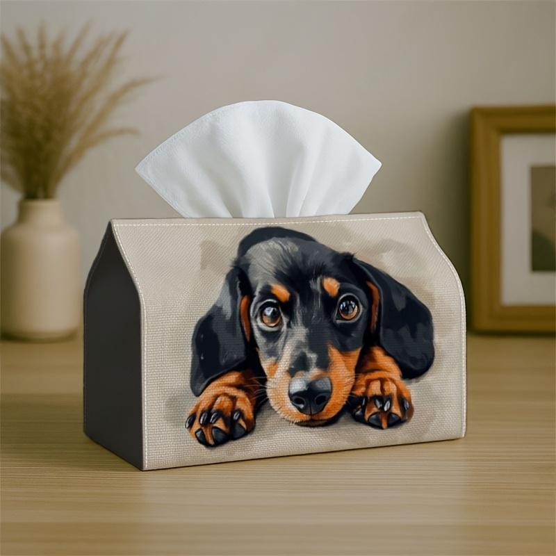 2D Flat, Single-piece Tissue Holder with a Realistic Artistic Long-legged Dog Pattern, Sturdy Decorative Storage. Suitable for Holiday Home Decor In V