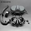 JUNHAIINS Low-Volume Freediving Mask With Tempered Glass Lens Adjustable Strap Snorkeling Diving
