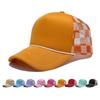 New Plaid Baseball Cap with Rope Truck Mesh Cap Outdoor Leisure American Fashion Breathable Sun Protection Advertising Cap