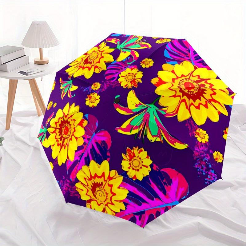 1pc Floral Pattern Automatic Opening/closing umbrella, Reinforced 8-Rib Construction, Compact Travel Umbrella yy250808161