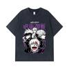 275 GSM Washed T-shirts 100% Cotton Jujutsu Kaisen V3 Gojo Print Unisex Heavy Cotton T Shirt