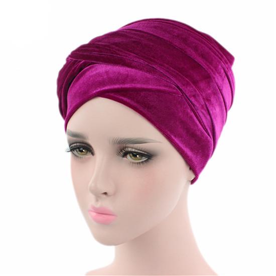 Multi Usage Velvet Turban Head Wrap Scarf Extra Long Tube Head Scarf Tie Pleated Velvet Turban