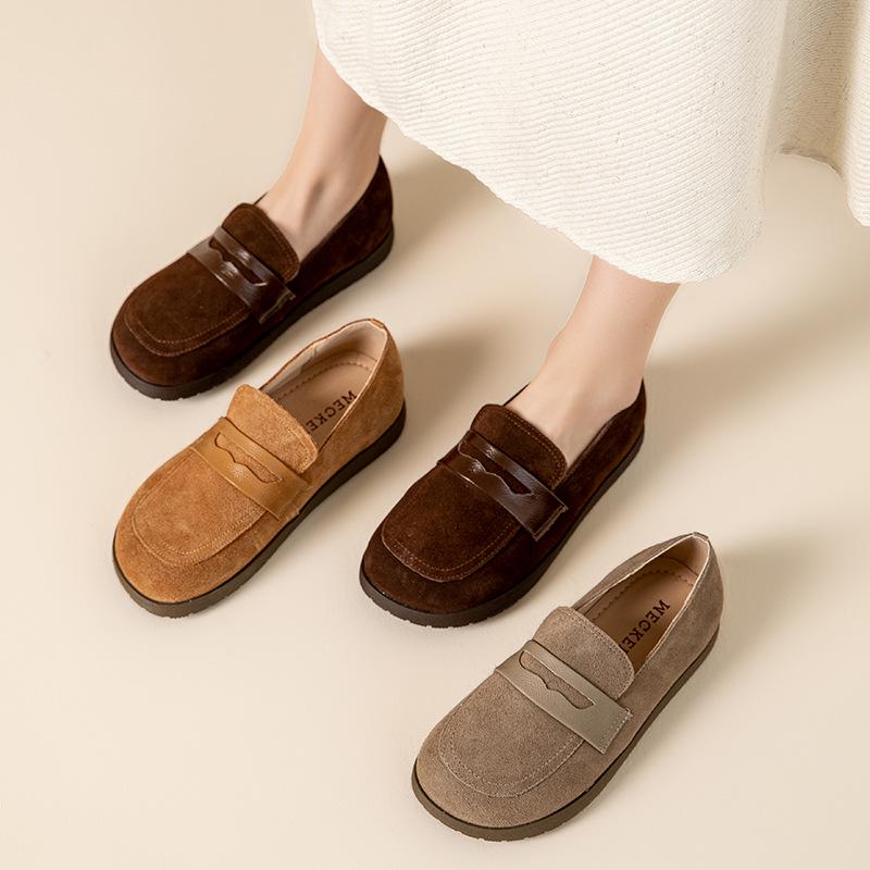 Cowhide 2025 Genuine Leather Women's Pointed Toe Flat Loafers - Autumn/Winter Slip-On Casual Shoes