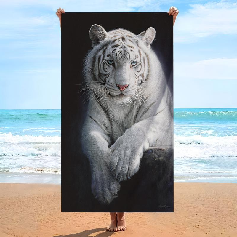 Premium Snow Leopard Beach Towel Bath Sheet 80x160cm Oversized Tropical Vacation Spa Mat Gift for Resort