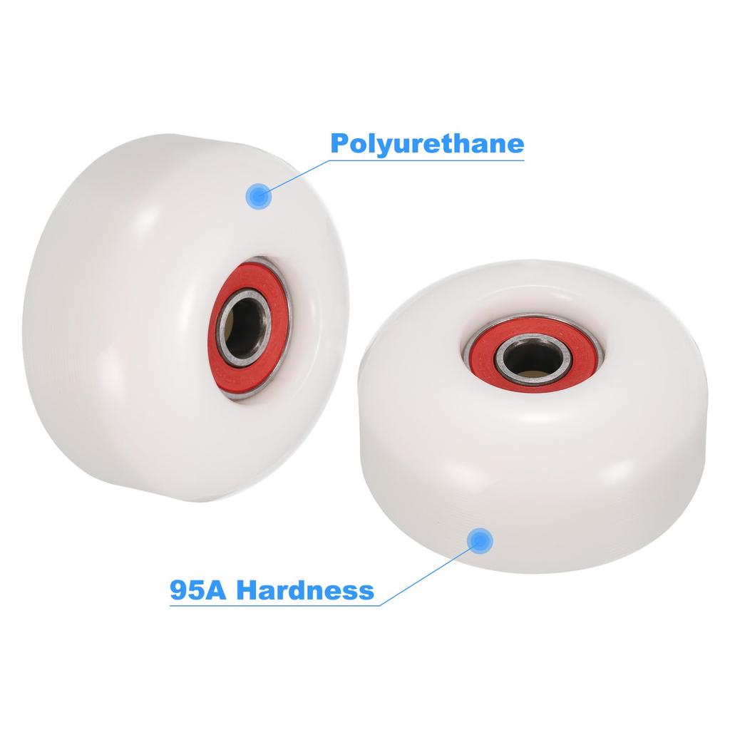 PATIKIL 52mm 95A Skateboard Wheels with Red Bearings Set of 4 Street Wheels Skateboard Trick Cruiser Wheel Replacement White