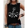 Ladies' fashionable printed design casual sleeveless vest