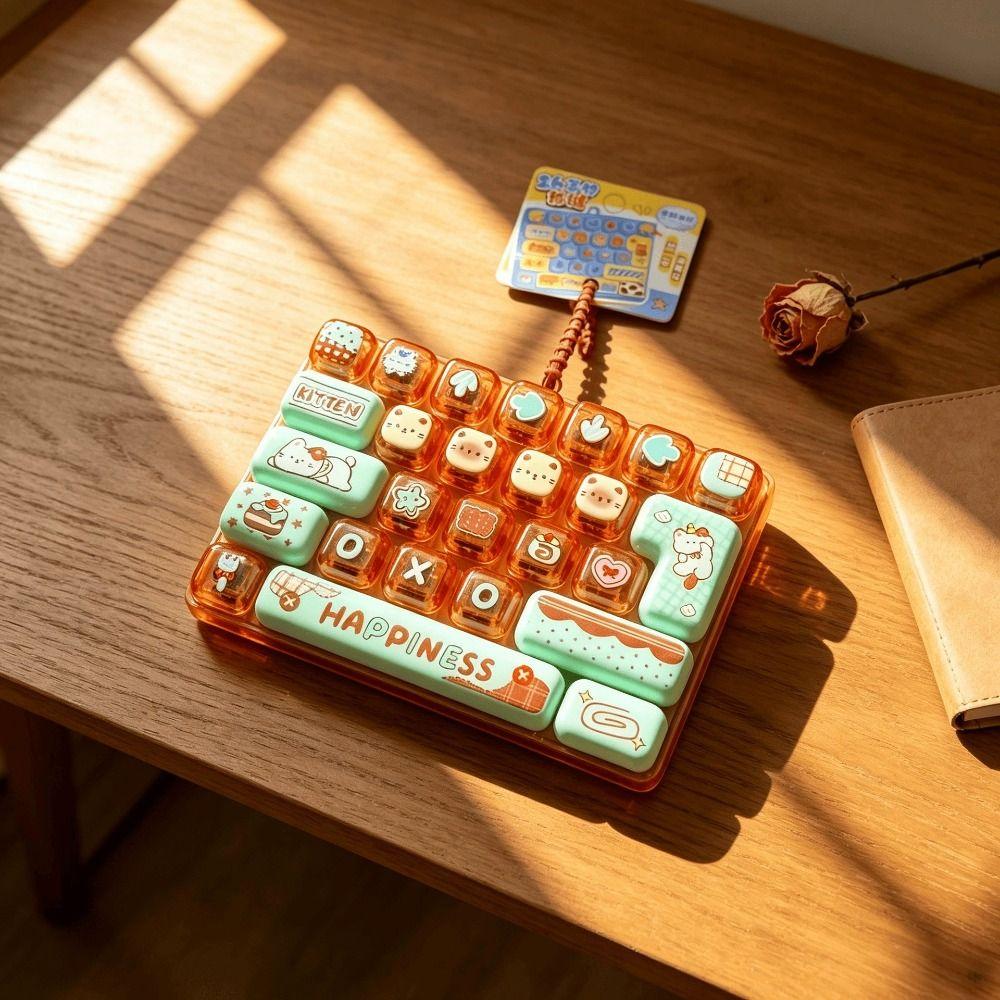 26-Key Decompression Button Toy Cute Design Keyboard Keychain Desktop Decoration
