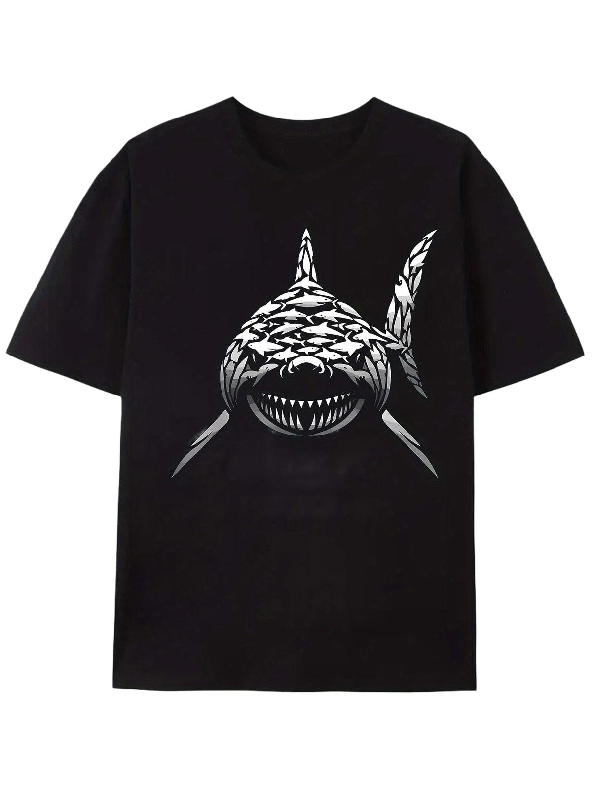 Shark Graphic T-Shirt Fierce Predator Ocean Design Unisex Casual Tee XXXXL