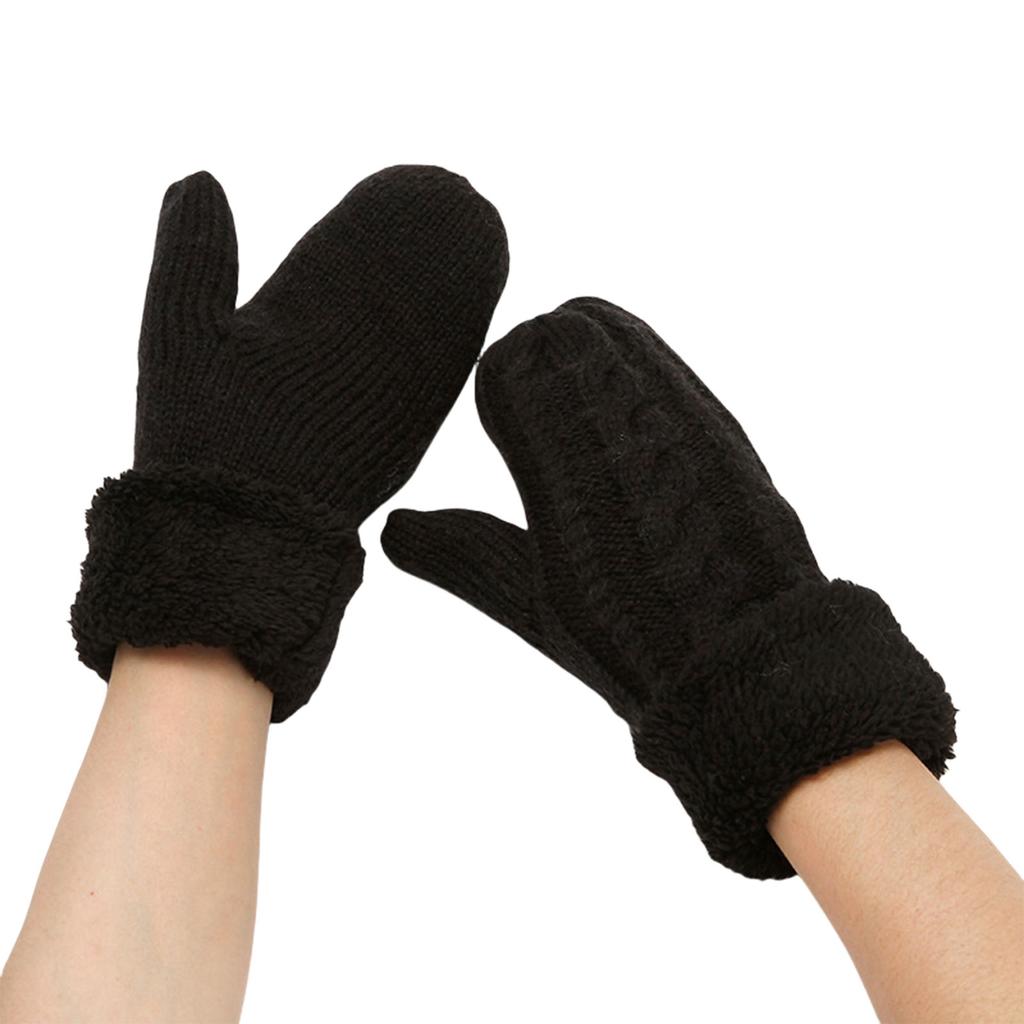 Thicken Fleece Liner Winter Mittens for Women and Teens Fashionable and Warm Hand Gloves for Winter Activity