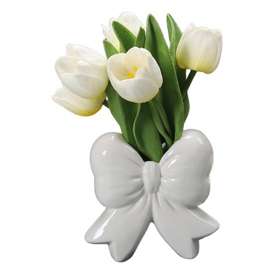 Ceramiczny Wazon na Kwiaty z Kokardą Nowoczesny Uchwyt na Kwiaty w Kształcie Kokardy Pojemnik Dekoracja Stołu do Domu i Biura Wazon na Dekoracyjne Rośliny Kwiatowe