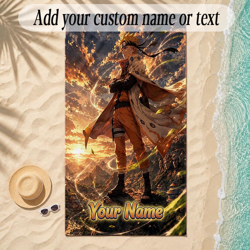 Beach TowelNaruto Custom Name Text Personalized Soft Towel for Beach Pool Indoor Home Decor Gift