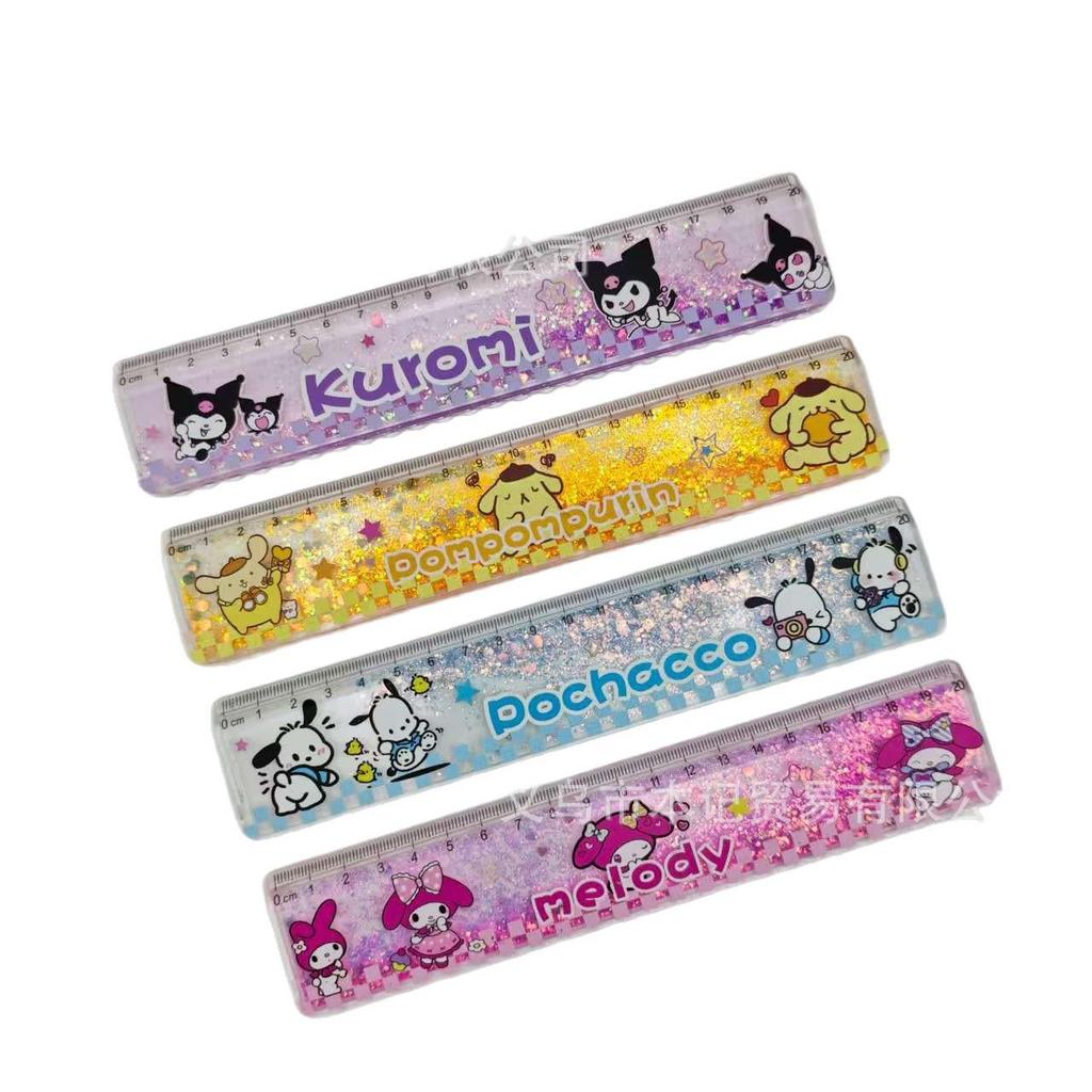 Sanrio 20CM Buntes Ölgefülltes Treibsand Wellenlineal Set für Studenten zum Stressabbau