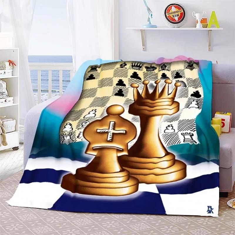 Chess Printed Soft Flannel Throw Blanket International Chess Beds Hiking Picnic Sofa Couch Cover Fashion Bedspread Blanket Gifts#(1)