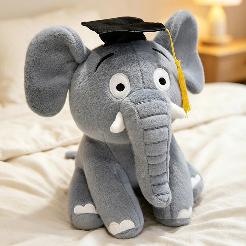2025Cm Graduation Doctor Elephant Plush Toy Stuffed Cartoon Animal Bachelor University Classmate Souvenir Gift
