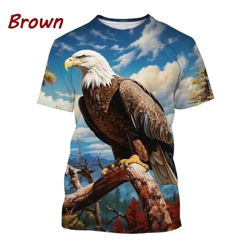 Eagle 3d Printed T-shirt Men's And Women's Fashion Casual Funny Personality Animal Print T-shirt Top Streetwear Loose Tops Tees