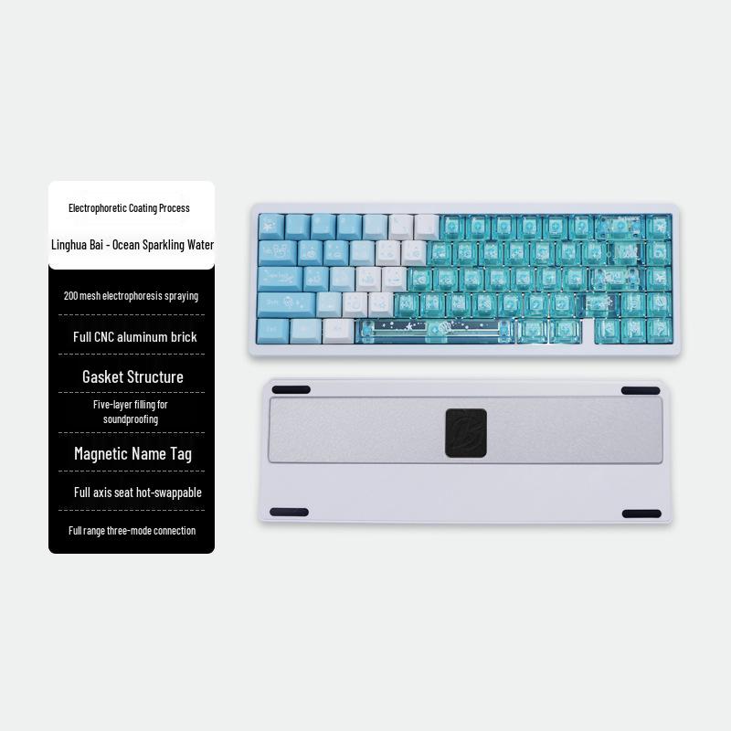 Ultra-Thin Bluetooth Mechanical Keyboard - Three-Axis Design, Office Gasket Structure, PBT Keycaps, Aluminum Build, Portable for Tablets