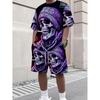 Fashion Men's Casual Suit T-shirt Shorts Two-piece Set Summer Simple 3D Printing