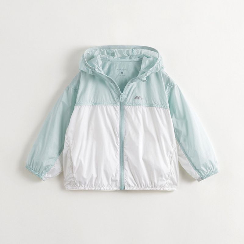 [Uv Protection] Mark Jenny Boys and Girls Outdoor Color-Blocking Breathable Sun Protection Clothing Summer Sun Protection Jacket 240626 Biquan Green 100