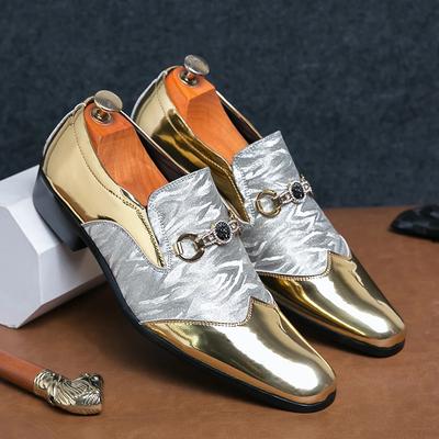 Bottines Chelsea Or & Argent pour Homme, Bout Pointu Brillant, Chaussures de Ville Style Britannique pour Formel Décontracté