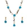 Vintage Gold Red Rose Jewelry Set, Floral Necklace, Bracelet & Drop Earrings for Women
