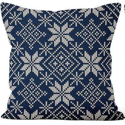 Winter Snowflake Pillowcase 45X45 Pillowcase Navy Blue Christmas Decorations Snowman Throw Pillowcase Cushion Outdoor Courtyard