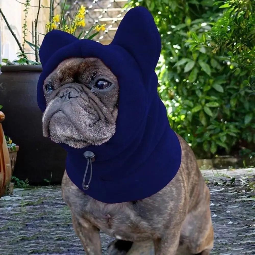 Solid Color Dog Fleece Hats Adjustable Soft Dog Headgear Breathable Comfortable Dog Ears Hoodie Caps for Puppy Dogs