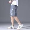 Men's Denim Shorts Summer Thin Loose Five-point Mid-trousers Ripped 5-point Breeches