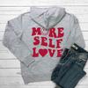 MORE SELF LOVE New arrival letter pattern retro printed top pullover boys and girls loose hooded printed sweatshirt
