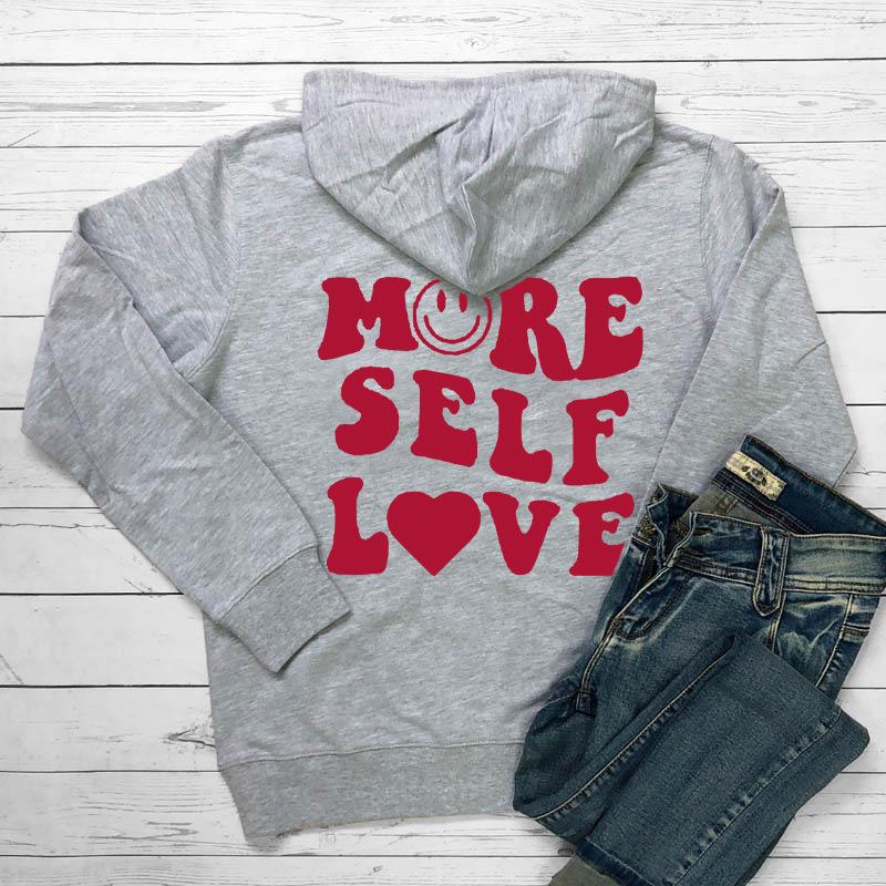 MORE SELF LOVE New arrival letter pattern retro printed top pullover boys and girls loose hooded printed sweatshirt