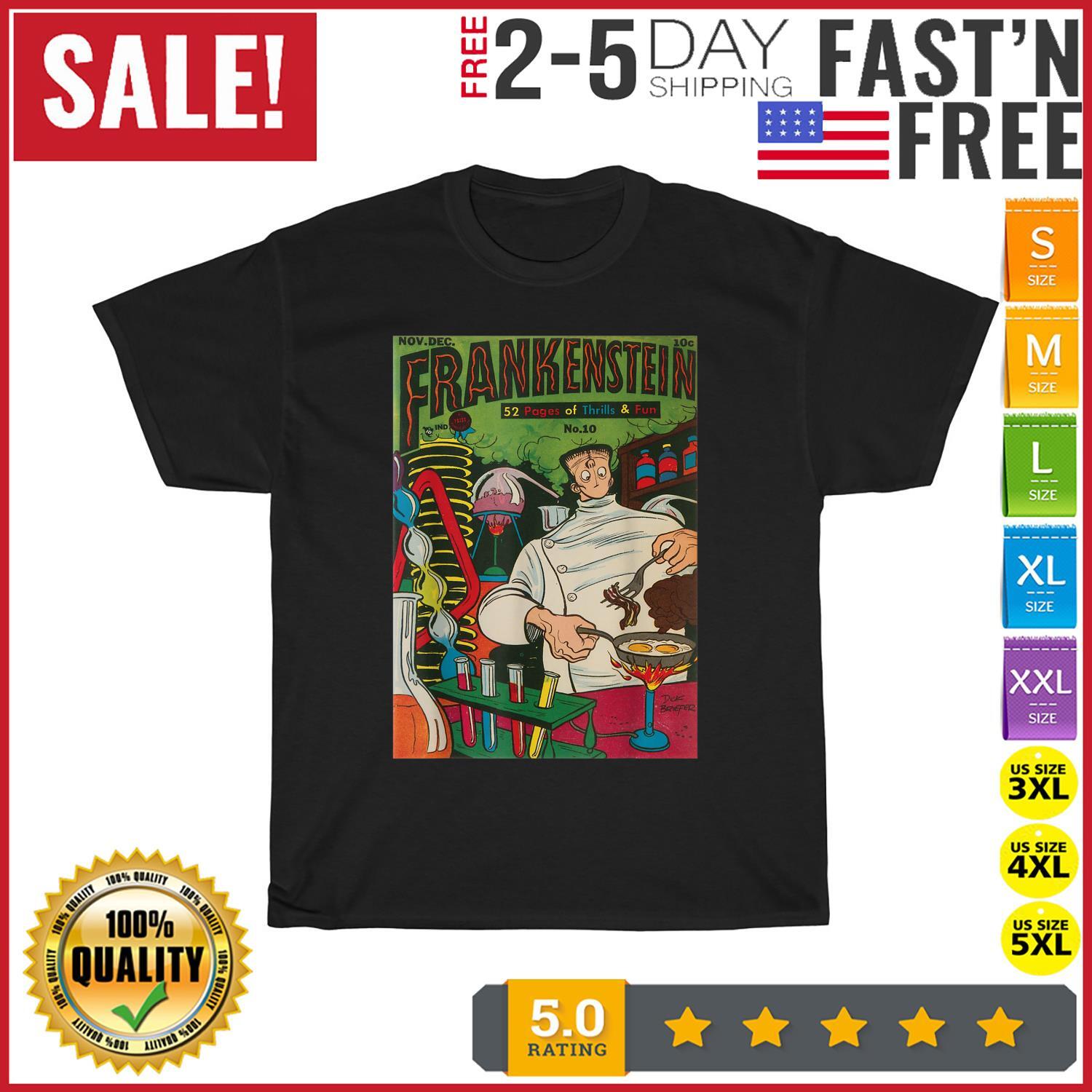 Frankenstein Halloween Horror Vintage Comic Book Retro Vintage T Shirt Mens Womens Tees Top Men Women S
