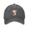 Cute Pink Axolotl Baseball Cap Adjustable Cotton Dad Hat Casual Unisex Sun Protection