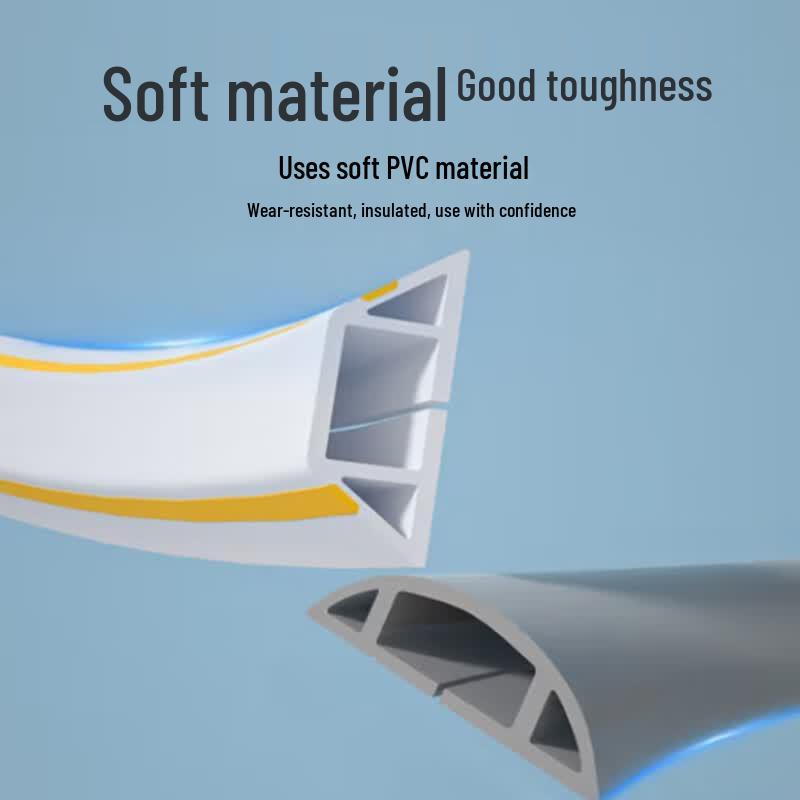 Self-Adhesive PVC Floor Cable Management Channel Accommodates 2 power strip cables
