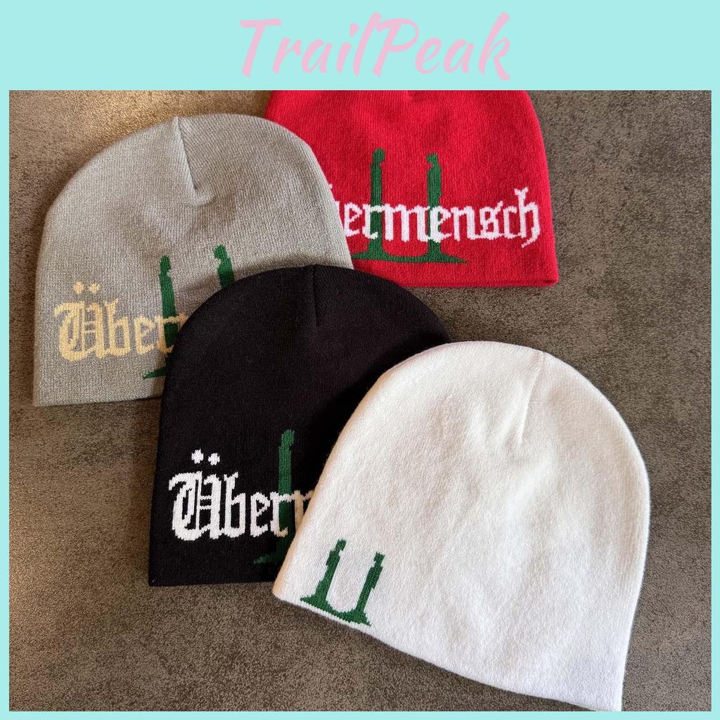 Embroidered Neutral Letter Knit Hat Warm Beanie For Trendy Casual Outdoor Use