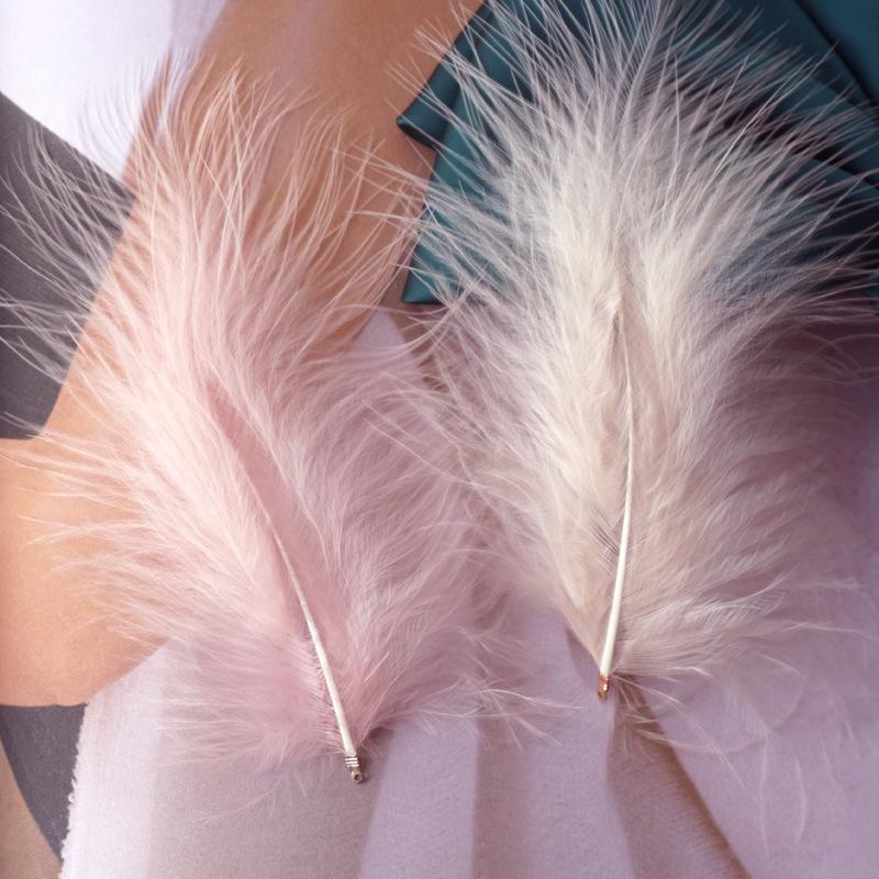 50Pcs With Clip Buckle Full Fleece Turkey Fluff Fluff Diy Decorative Dream Catcher Cat Stick Feather Material